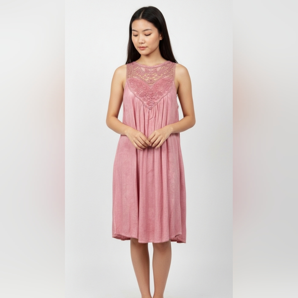Kori America Dress Crochet Boho Shift Festival Sleeveless Summer S
